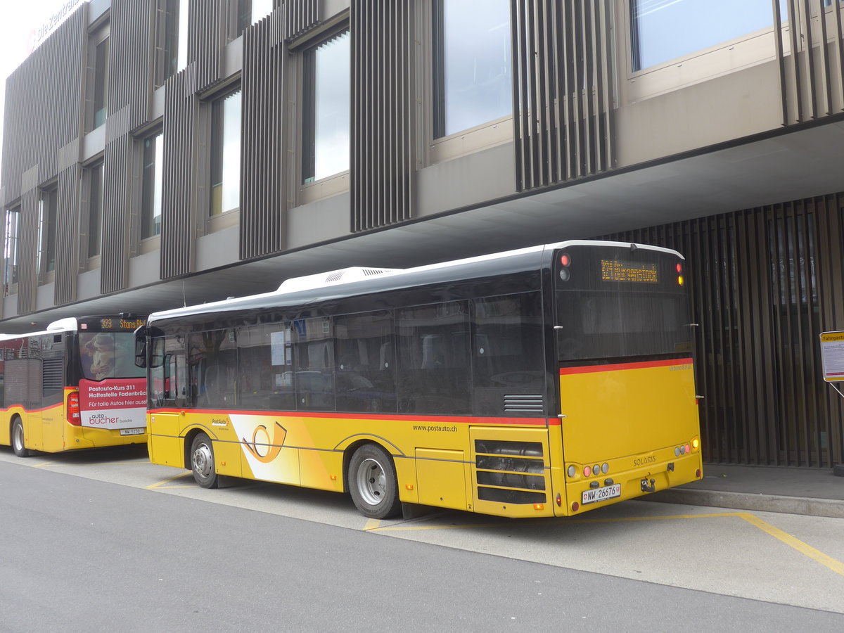 (224'420) - PostAuto Zentralschweiz - NW 26'676 - Solaris am 27. Mrz 2021 beim Bahnhof Stansstad