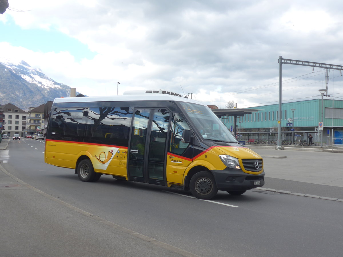 (224'465) - PostAuto Zentralschweiz - Nr. 8/OW 10'314 - Mercedes (ex Dillier, Sarnen Nr. 8) am 27. Mrz 2021 beim Bahnhof Sarnen