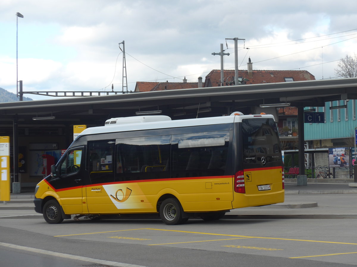 (224'466) - PostAuto Zentralschweiz - Nr. 8/OW 10'314 - Mercedes (ex Dillier, Sarnen Nr. 8) am 27. Mrz 2021 beim Bahnhof Sarnen