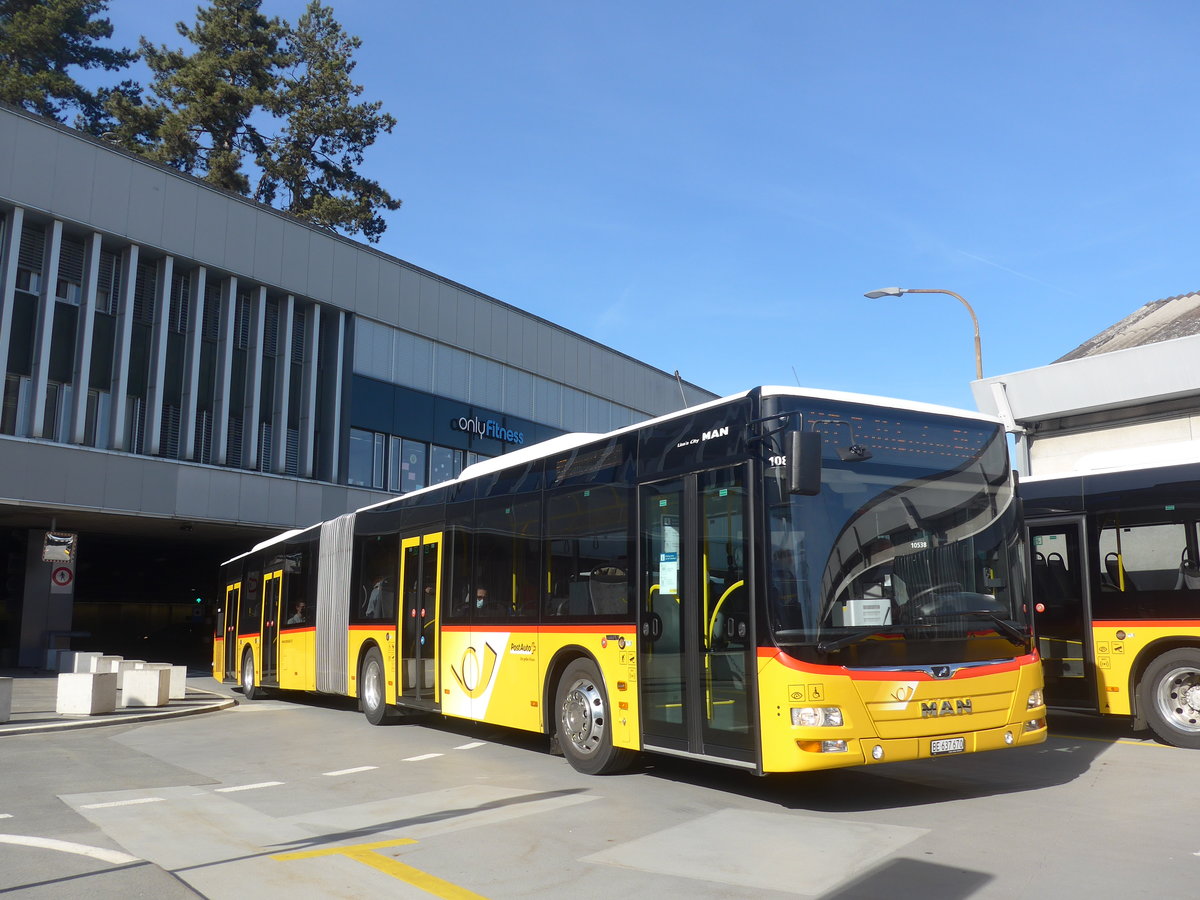 (224'638) - PostAuto Bern - Nr. 670/BE 637'670 - MAN am 29. Mrz 2021 in Bern, Postautostation