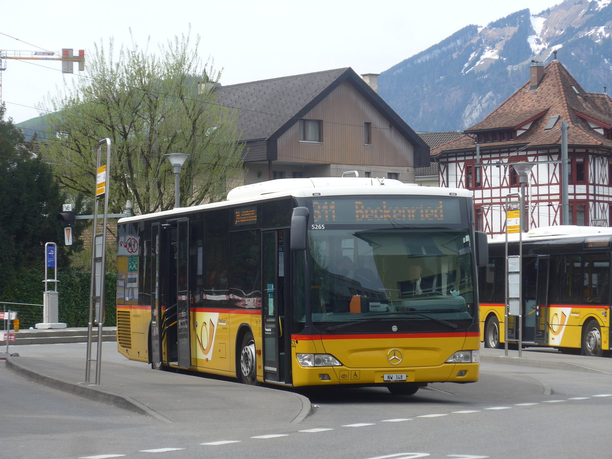 (224'838) - PostAuto Zentralschweiz - Nr. 52/NW 348 - Mercedes (ex Nr. 31; ex Thepra, Stans Nr. 31) am 5. April 2021 beim Bahnhof Stans