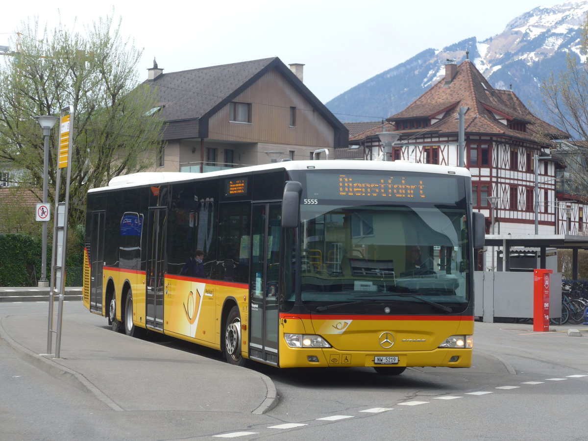 (224'843) - PostAuto Zentralschweiz - Nr. 74/NW 5219 - Mercedes (ex Nr. 17; ex Thepra, Stans Nr. 17) am 5. April 2021 beim Bahnhof Stans