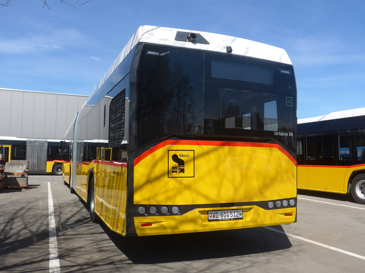 (224'907) - CarPostal Ouest - VD 604'512 - Solaris am 11. April 2021 in Ruswil, Garage ARAG