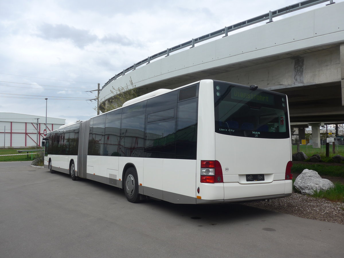 (224'948) - Interbus, Yverdon - Nr. 203 - MAN (ex St. Gallerbus, St. Gallen Nr. 283) am 11. April 2021 in Kerzers, Interbus