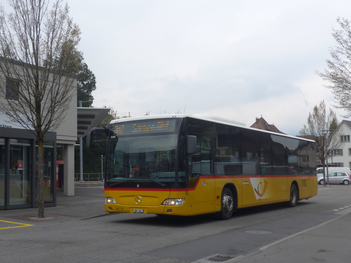 (225'085) - PostAuto Zentralschweiz - Nr. 52/NW 348 - Mercedes (ex Nr. 31; ex Thepra, Stans Nr. 31) am 18. April 2021 beim Bahnhof Stans