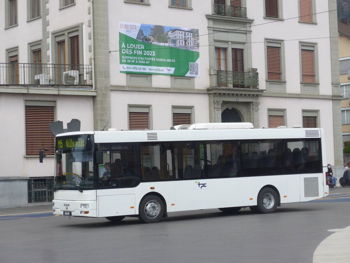 (225'147) - Interbus, Yverdon - Nr. 44/VS 324'574 - MAN (ex ARCC Aubonne; ex Rossier, Lussy) am 19. April 2021 beim Bahnhof Aigle (Einsatz TPC)
