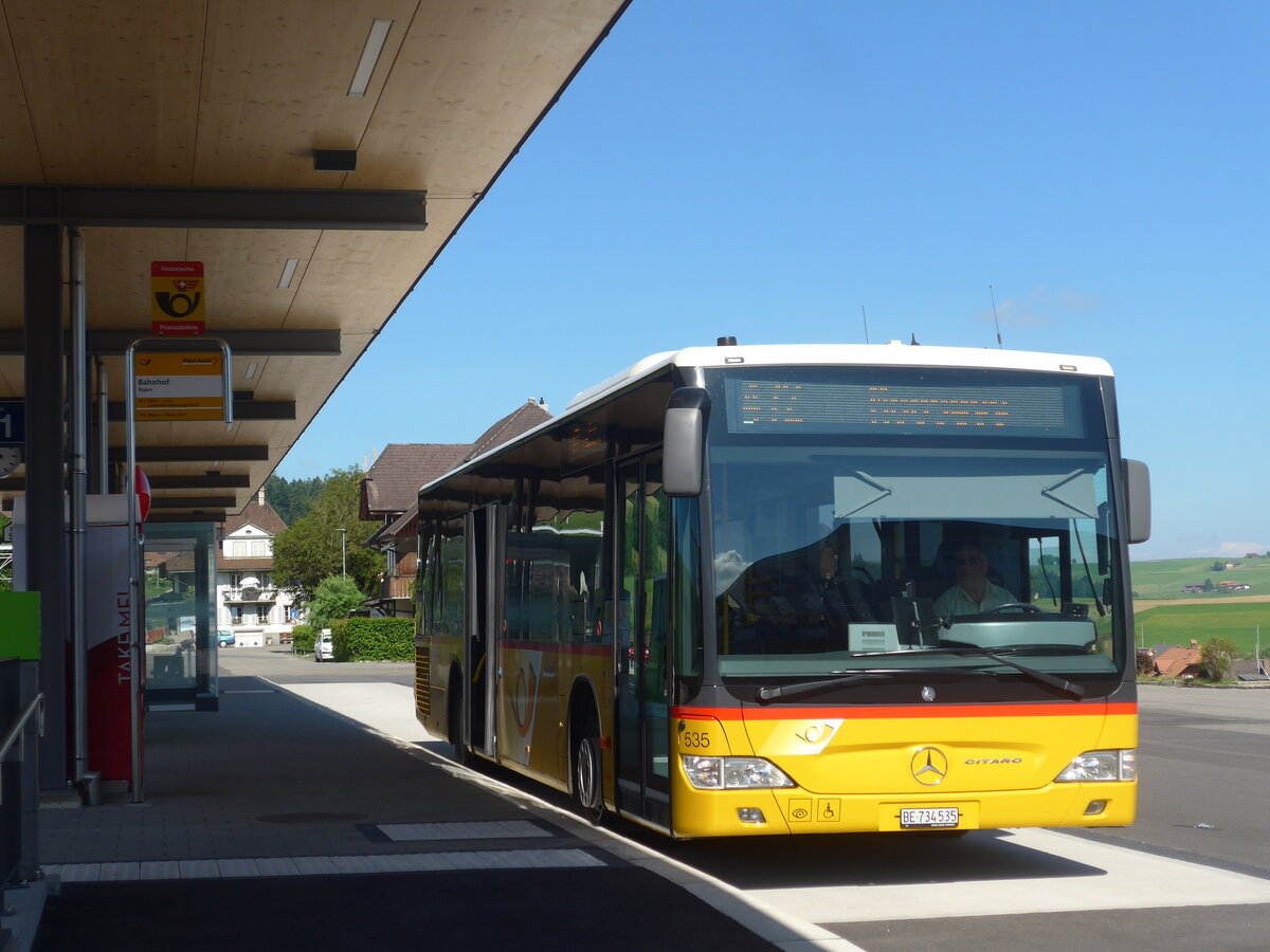 (225'856) - PostAuto Bern - Nr. 535/BE 734'535 - Mercedes am 13. Juni 2021 beim Bahnhof Biglen