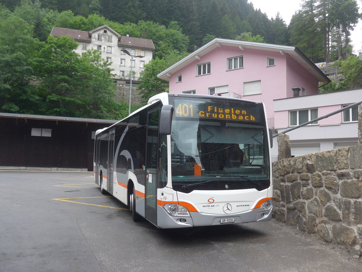 (226'129) - AAGU Altdorf - Nr. 19/UR 9226 - Mercedes am 3. Juli 2021 beim Bahnhof Gschenen