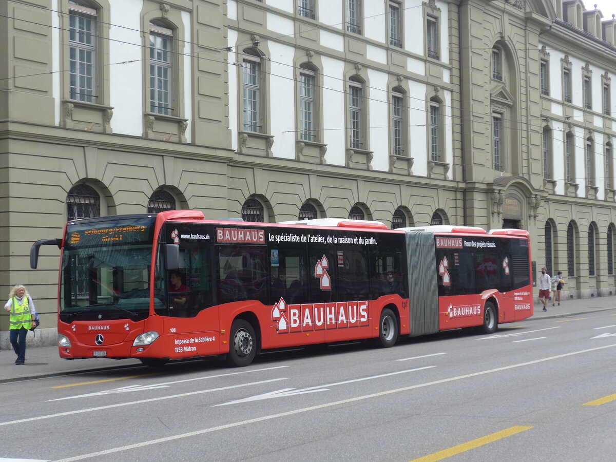 (226'349) - TPF Fribourg - Nr. 108/FR 300'368 - Mercedes am 11. Juli 2021 beim Bahnhof Bern
