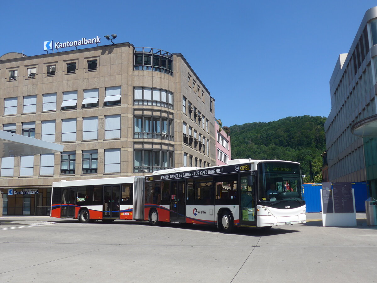 (226'621) - RVBW Wettingen - Nr. 144/AG 6765 - Scania/Hess am 19. Juli 2021 beim Bahnhof Baden