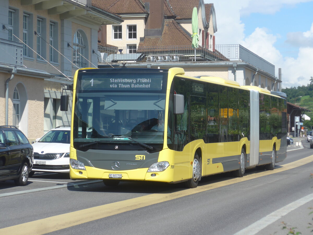 (226'988) - STI Thun - Nr. 709/BE 865'709 - Mercedes am 2. August 2021 beim Bahnhof Spiez