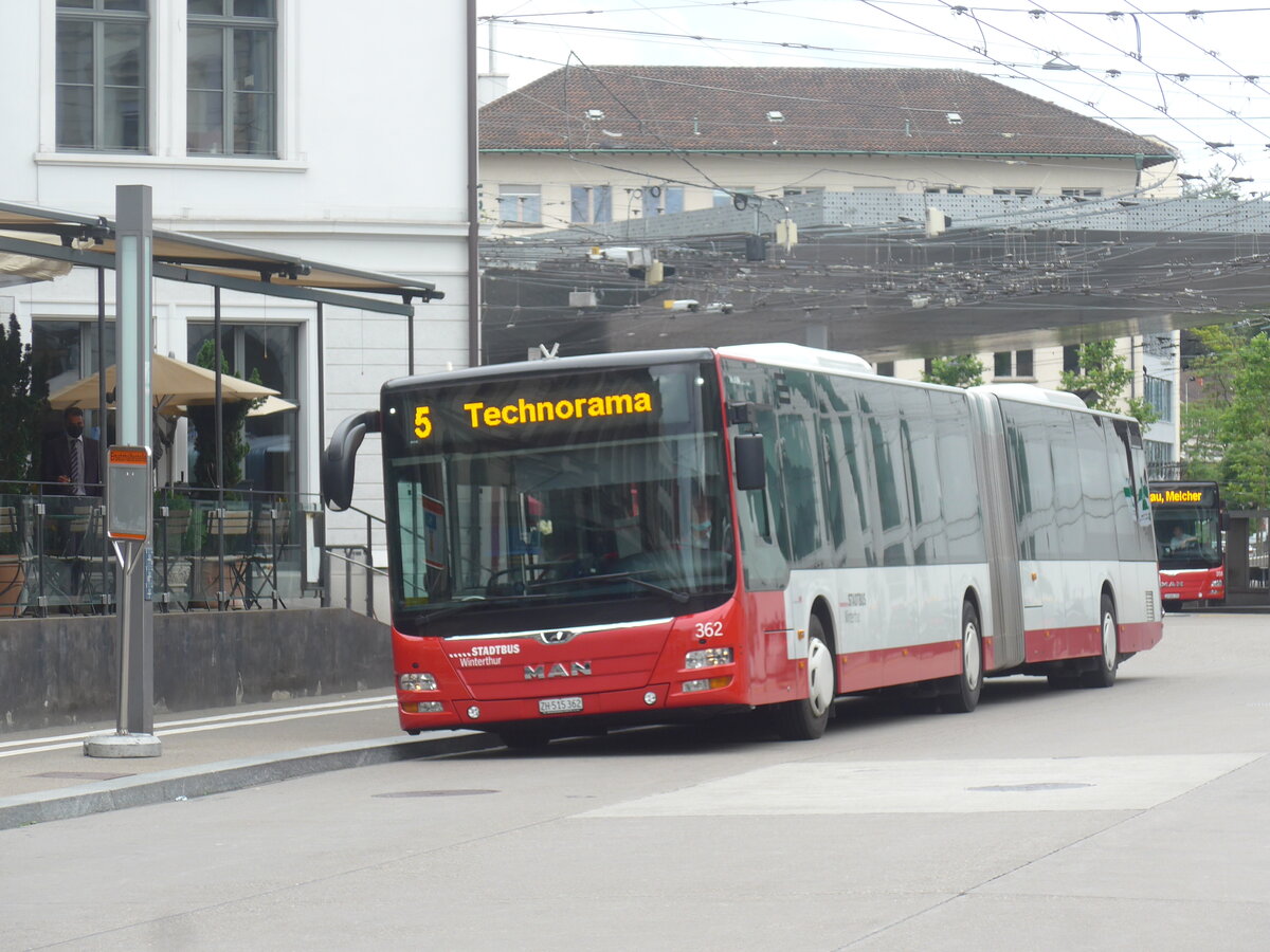 (227'130) - SW Winterthur - Nr. 362/ZH 515'362 - MAN am 8. August 2021 beim Hauptbahnhof Winterthur