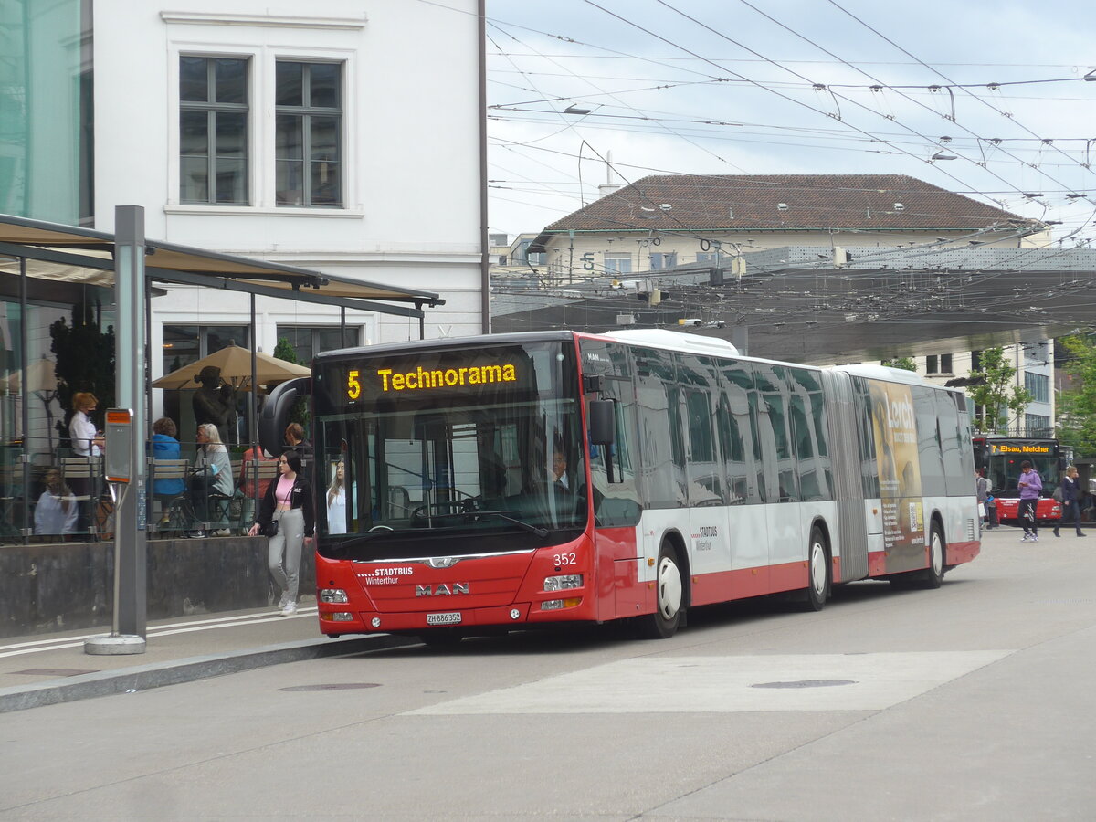 (227'136) - SW Winterthur - Nr. 352/ZH 886'352 - MAN am 8. August 2021 beim Hauptbahnhof Winterthur