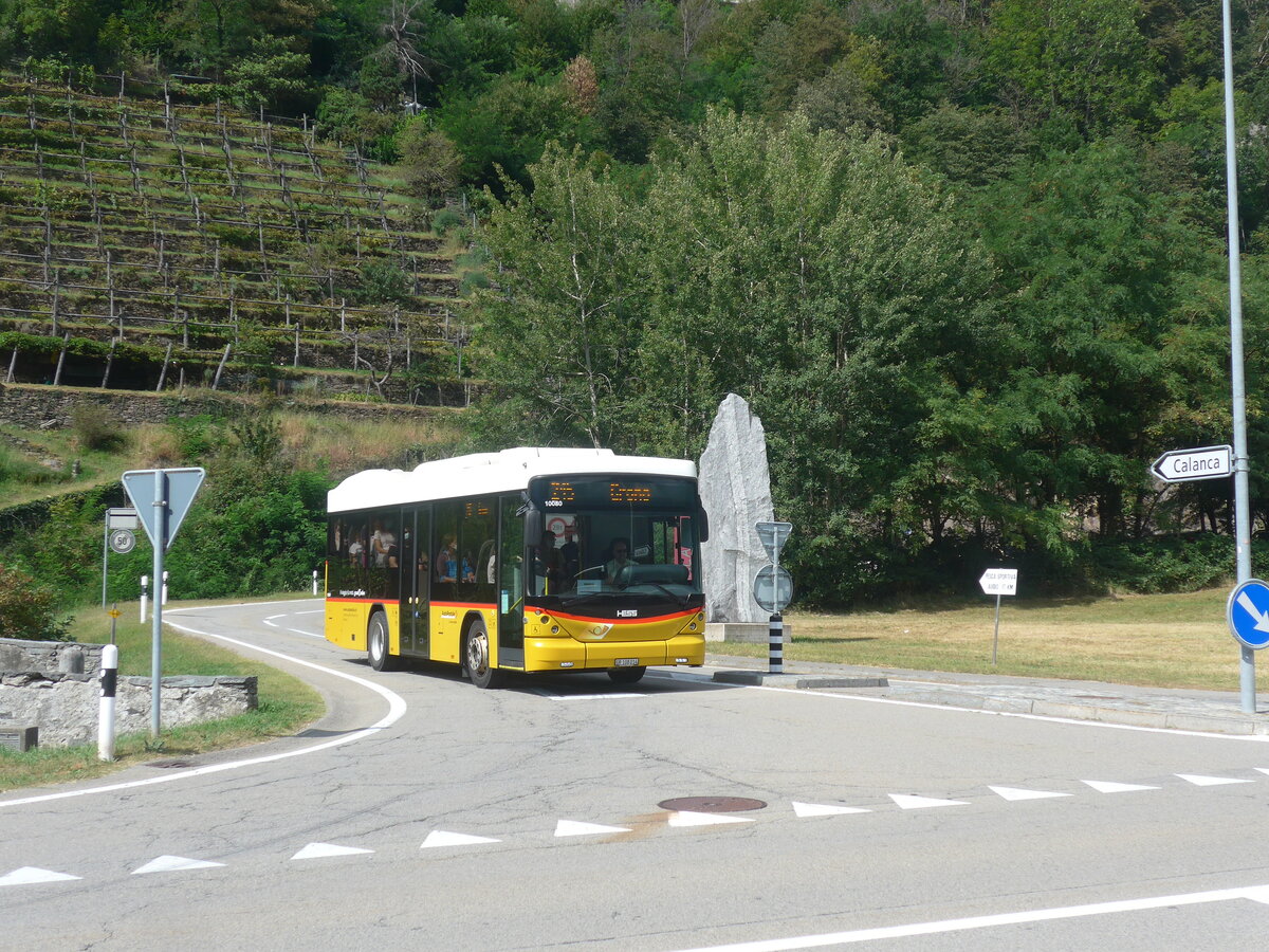 (227'956) - TpM, Mesocco - Nr. 14/GR 108'014 - Scania/Hess am 11. September 2021 in Grono, Bivio Calanca