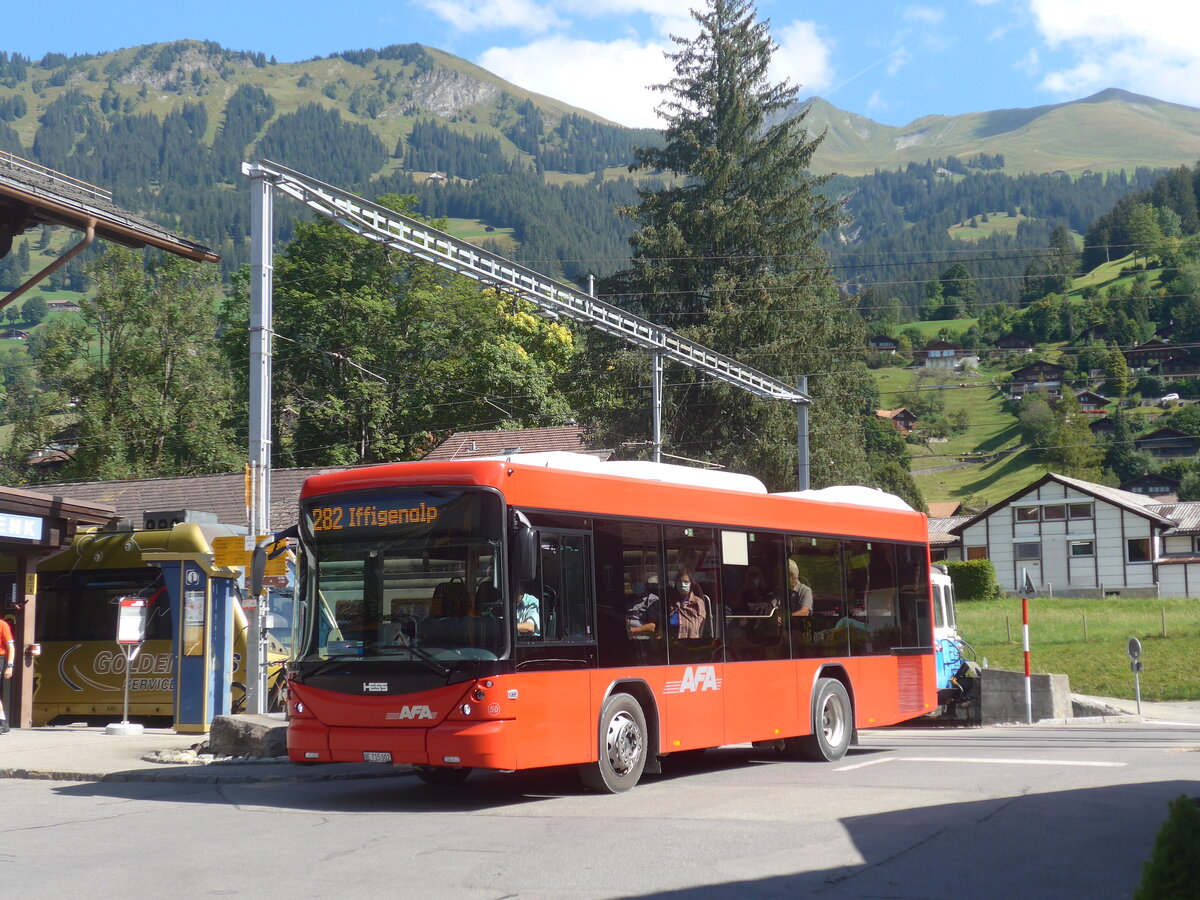 (228'009) - AFA Adelboden - Nr. 50/BE 715'002 - Scania/Hess am 13. September 2021 beim Bahnhof Lenk