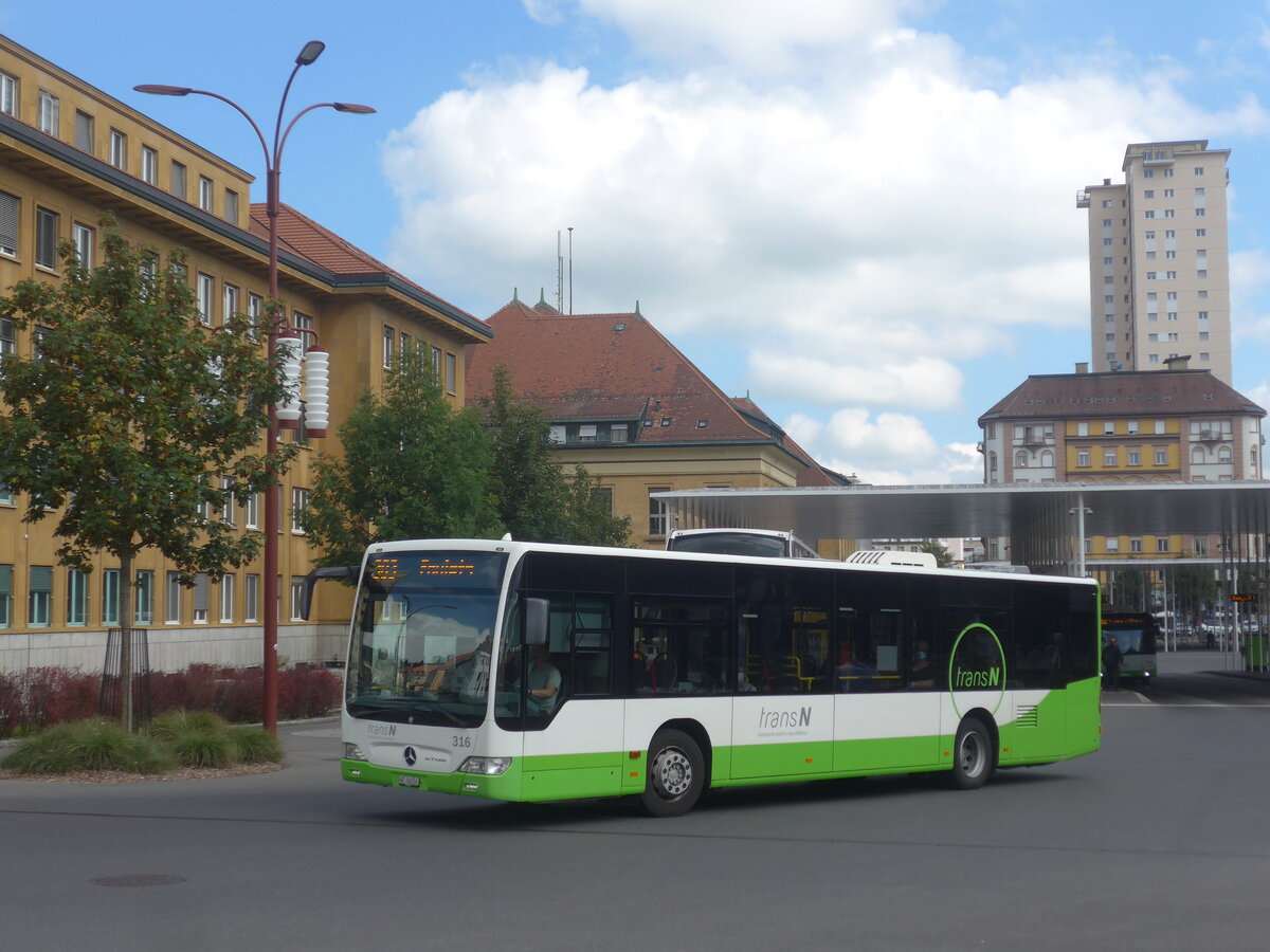 (228'106) - transN, La Chaux-de-Fonds - Nr. 316/NE 56'216 - Mercedes (ex TRN La Chaux-de-Fonds Nr. 316) am 18. September 2021 beim Bahnhof La Chaux-de-Fonds