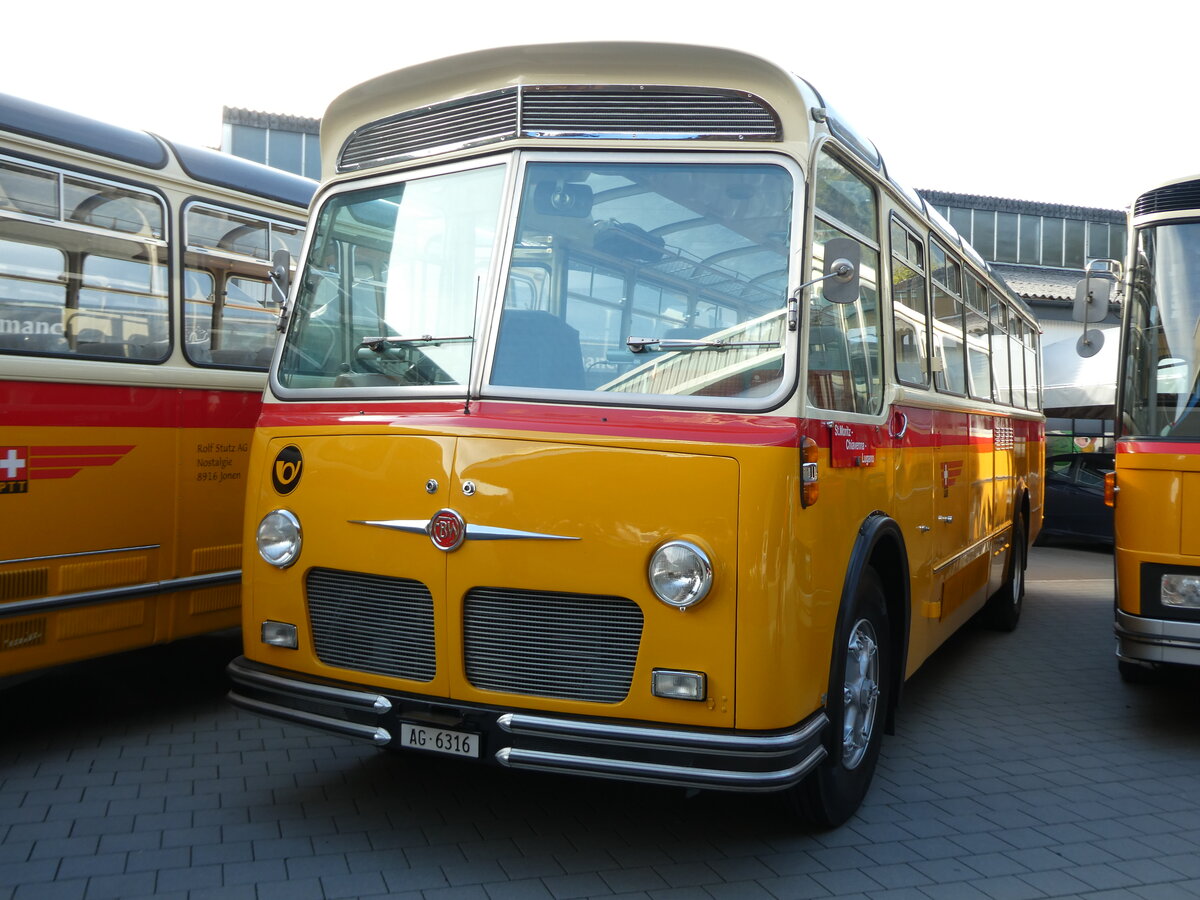 (228'509) - Stutz, Jonen - AG 6316 - FBW/Gangloff (ex Londonbus, Holziken; ex Furter, Oberentfelden; ex P 24'167) am 2. Oktober 2021 in Nfels, FBW-Museum