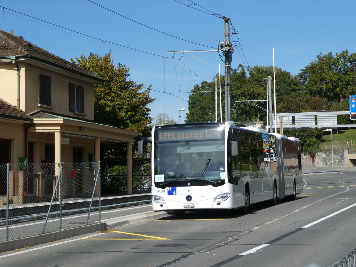 (228'837) - Intertours, Domdidier - Nr. 468/FR 300'468 - Mercedes (ex Nr. 201) am 11. Oktober 2021 beim Bahnhof Prilly-Chasseur (Einsatz TL)