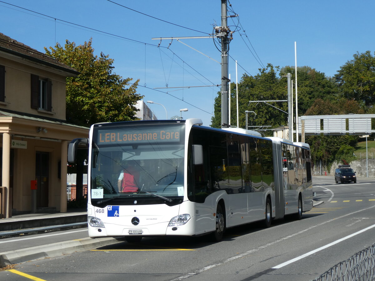(228'838) - Intertours, Domdidier - Nr. 468/FR 300'468 - Mercedes (ex Nr. 201) am 11. Oktober 2021 beim Bahnhof Prilly-Chasseur (Einsatz TL)