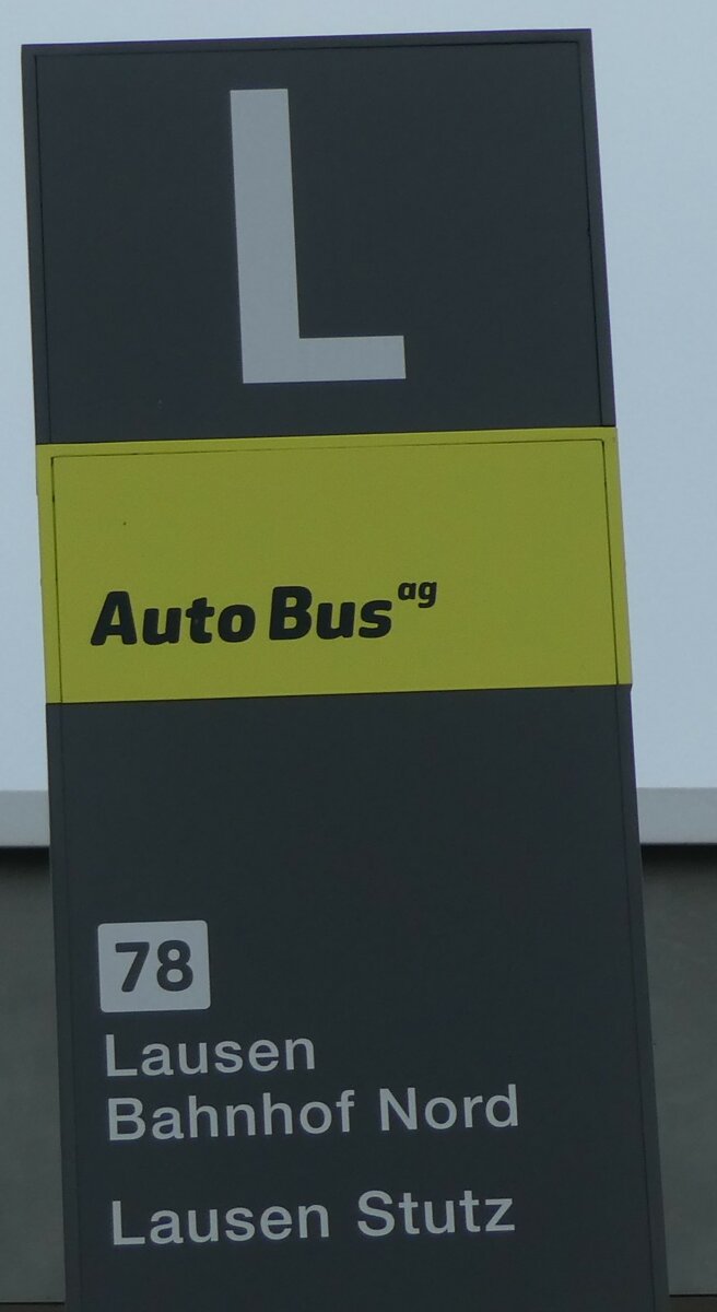 (228'938) - Auto Bus ag-Haltestellenschild - Liestal, Bahnhof - am 12. Oktober 2021