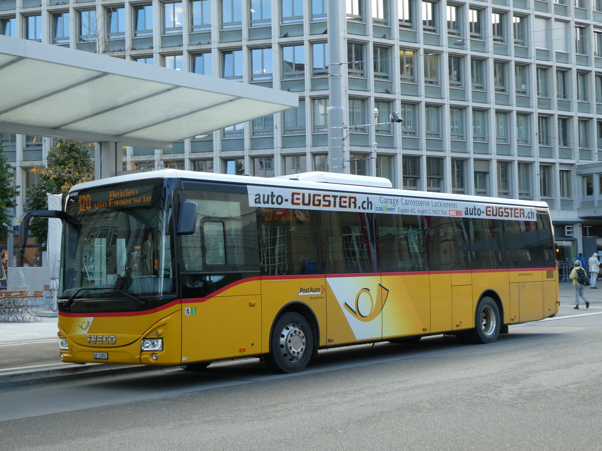 (229'081) - PostAuto Ostschweiz - AR 14'851 - Iveco am 13. Oktober 2021 beim Bahnhof St. Gallen