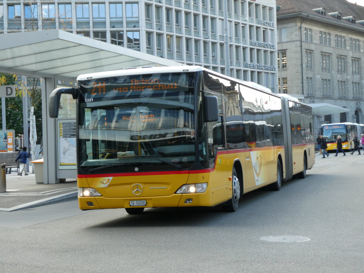 (229'084) - Eurobus, Arbon - Nr. 5/TG 52'208 - Mercedes am 13. Oktober 2021 beim Bahnhof St. Gallen