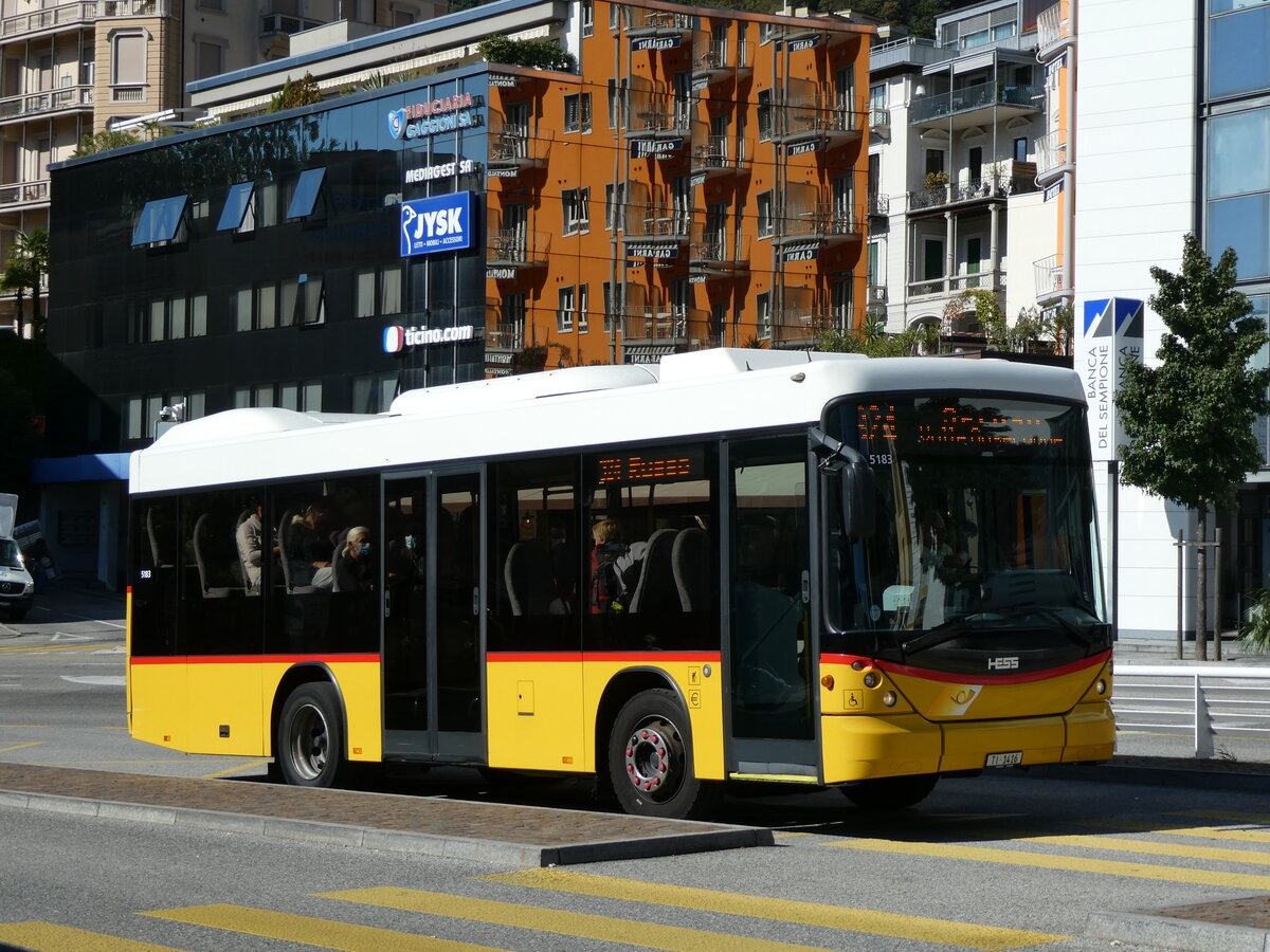 (229'151) - Starnini, Tenero - TI 1416 - Scania/Hess am 14. Oktober 2021 beim Bahnhof Locarno