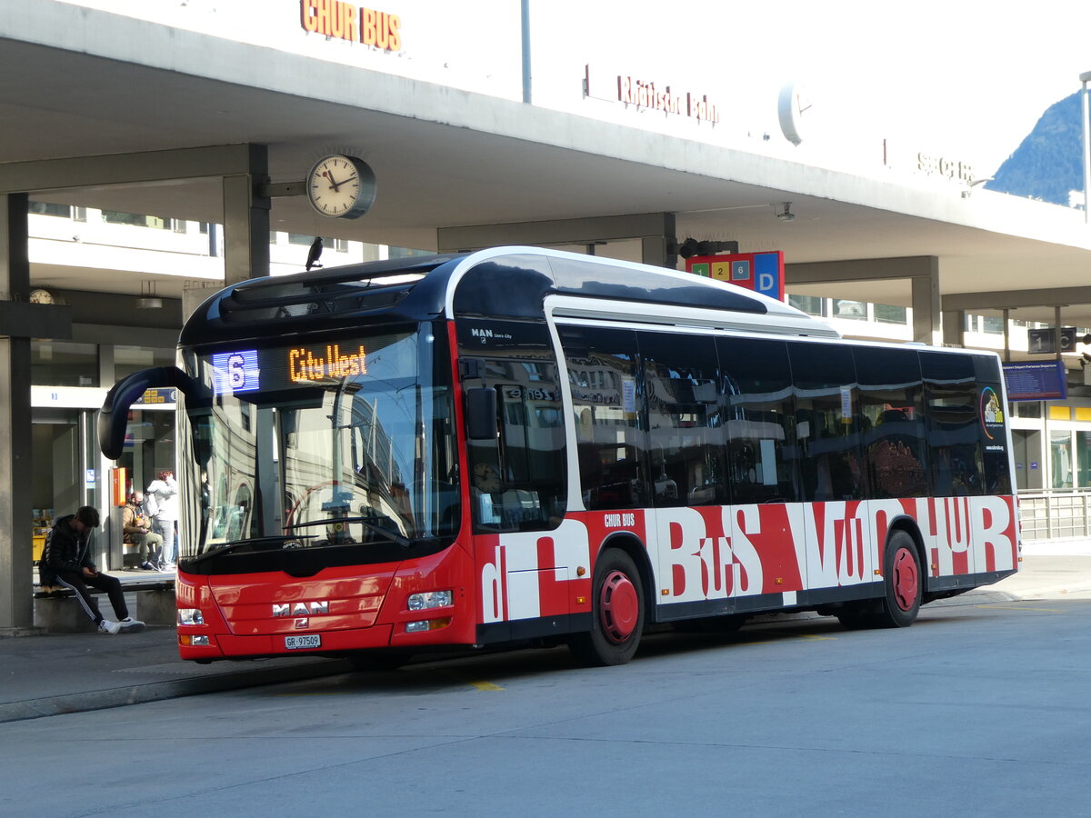 (229'234) - Chur Bus, Chur - Nr. 9/GR 97'509 - MAN am 15. Oktober 2021 beim Bahnhof Chur
