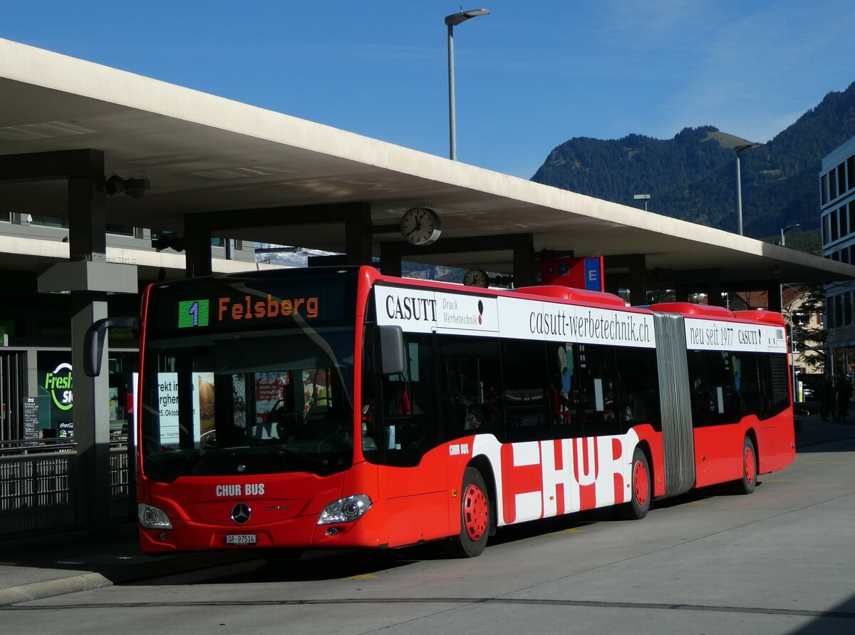 (229'244) - Chur Bus, Chur - Nr. 14/GR 97'514 - Mercedes am 15. Oktober 2021 beim Bahnhof Chur