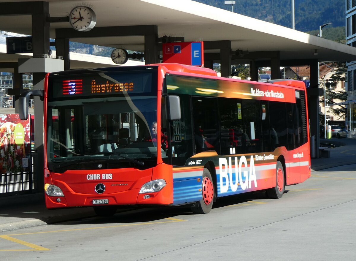 (229'246) - Chur Bus, Chur - Nr. 10/GR 97'510 - Mercedes am 15. Oktober 2021 beim Bahnhof Chur