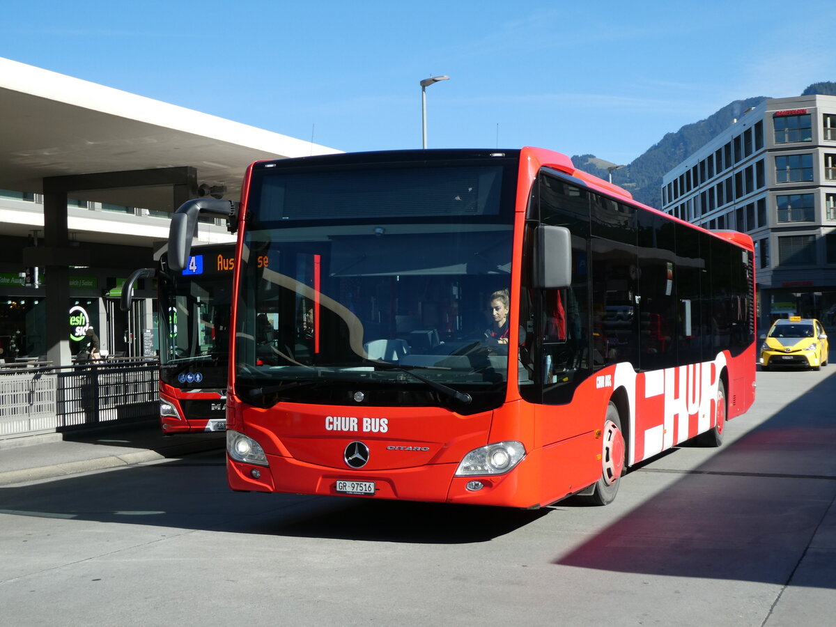 (229'249) - Chur Bus, Chur - Nr. 16/GR 97'516 - Mercedes am 15. Oktober 2021 beim Bahnhof Chur