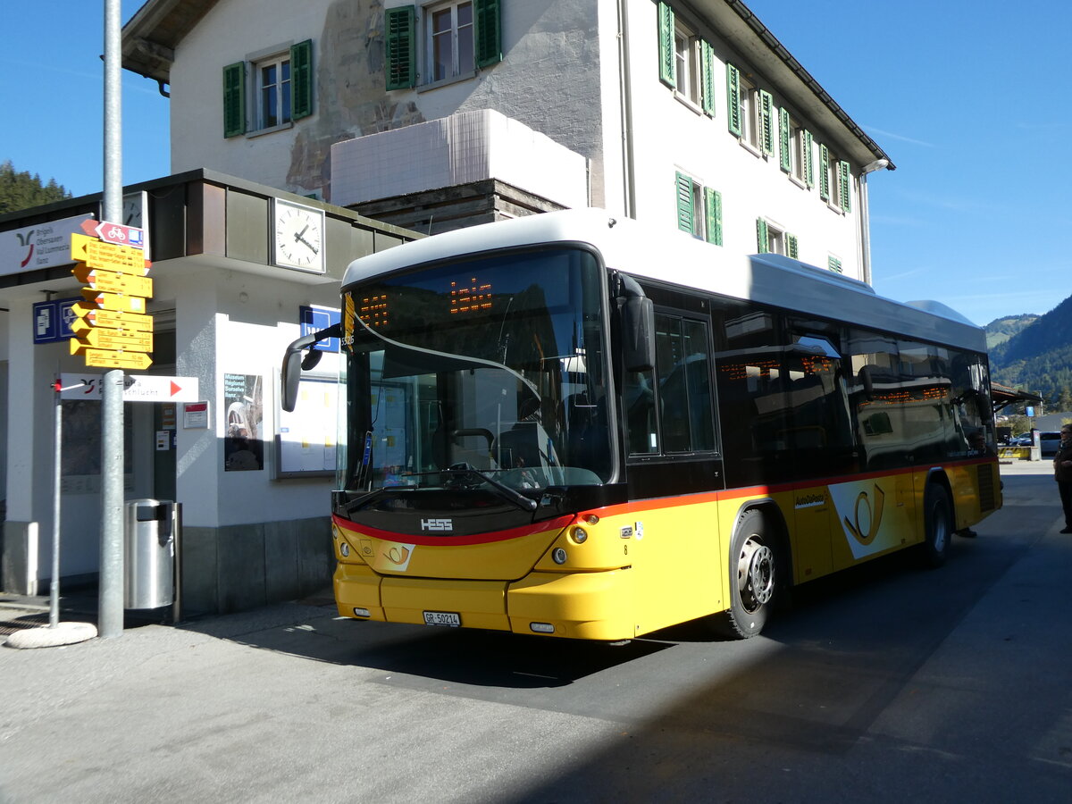 (229'262) - Fontana, Ilanz - Nr. 8/GR 50'214 - Scania/Hess am 15. Oktober 2021 beim Bahnhof Ilanz