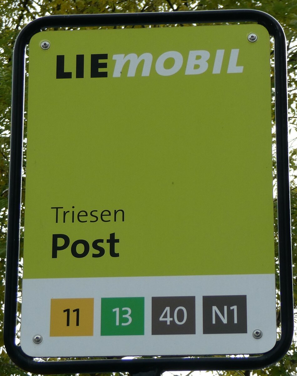(229'532) - LIEmOBIL-Haltestellenschild - Triesen, Post - am 20. Oktober 2021