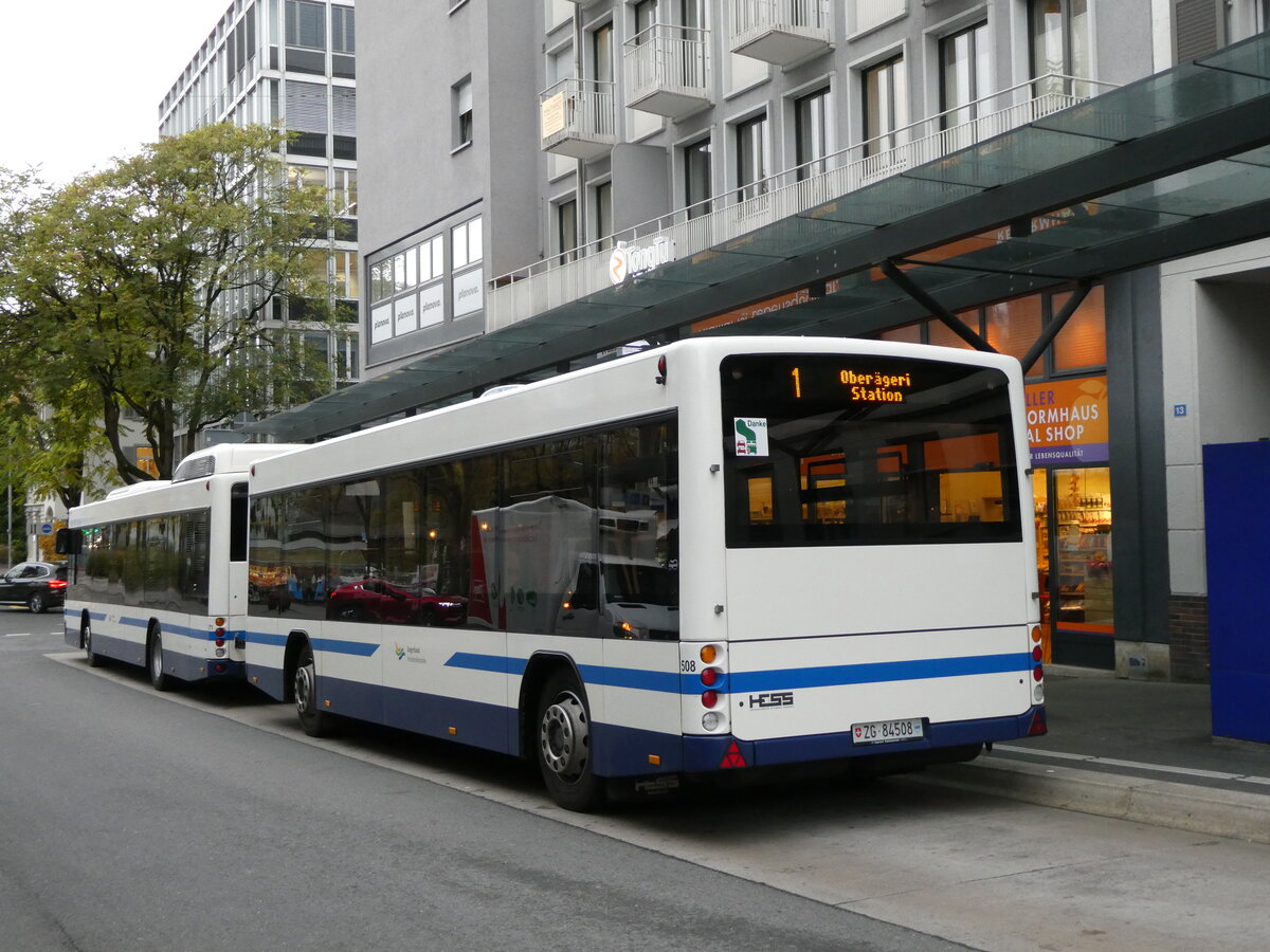 (229'590) - ZVB Zug - Nr. 508/ZG 84'508 - Lanz+Marti/Hess Personenanhnger am 22. Oktober 2021 beim Bahnhof Zug