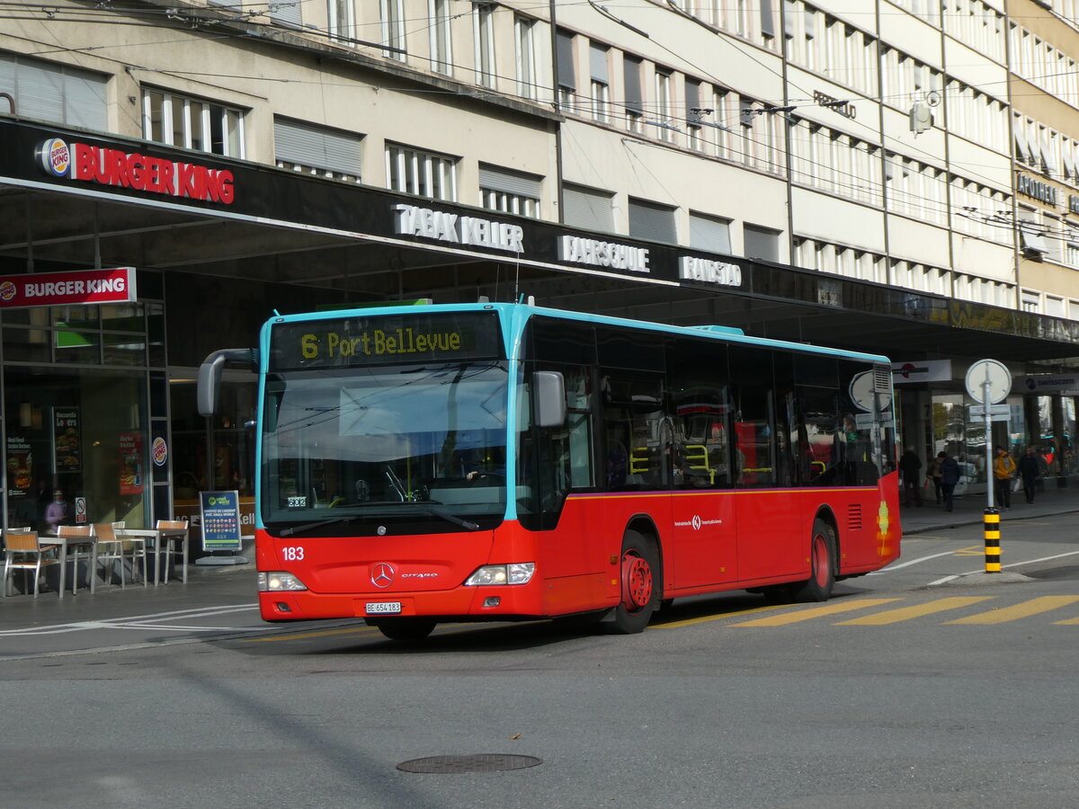 (230'107) - VB Biel - Nr. 183/BE 654'183 - Mercedes am 8. November 2021 beim Bahnhof Biel