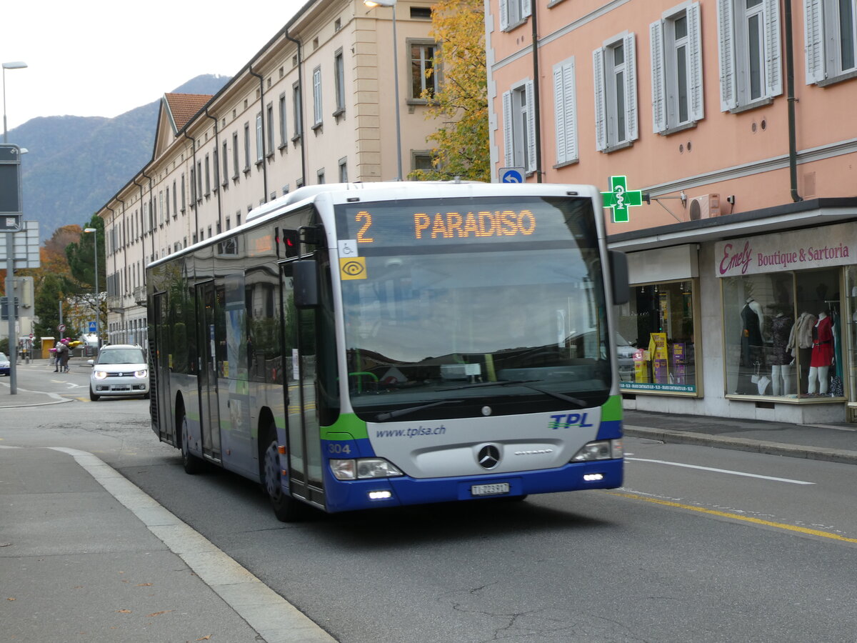 (230'363) - TPL Lugano - Nr. 304/TI 223'917 - Mercedes am 10. November 2021 in Lugano, Centro