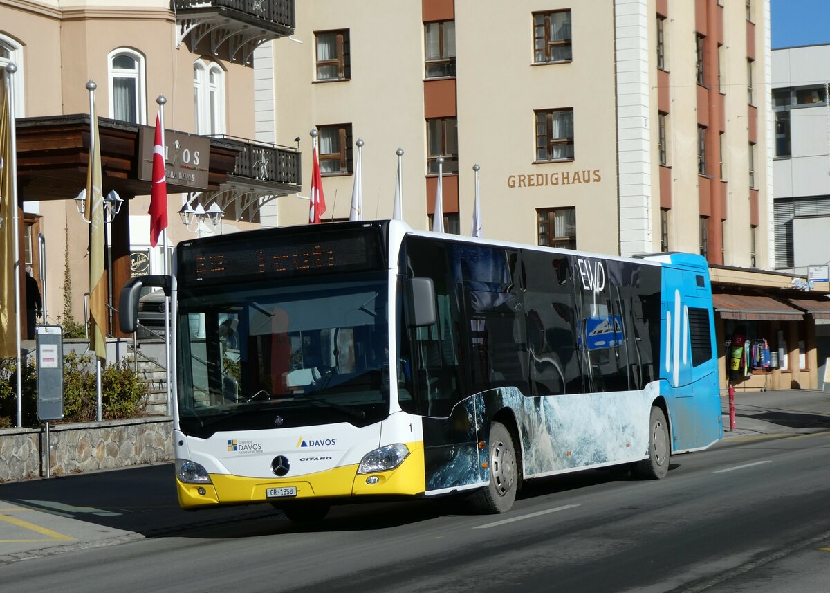 (230'522) - VBD Davos - Nr. 1/GR 1858 - Mercedes am 12. November 2021 beim Bahnhof Davos Dorf