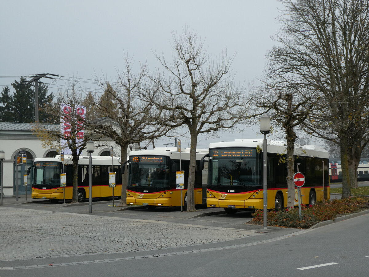 (230'545) - Gessinger, Bad Ragaz - GR 102'392 - Scania/Hess am 12. November 2021 beim Bahnhof Bad Ragaz