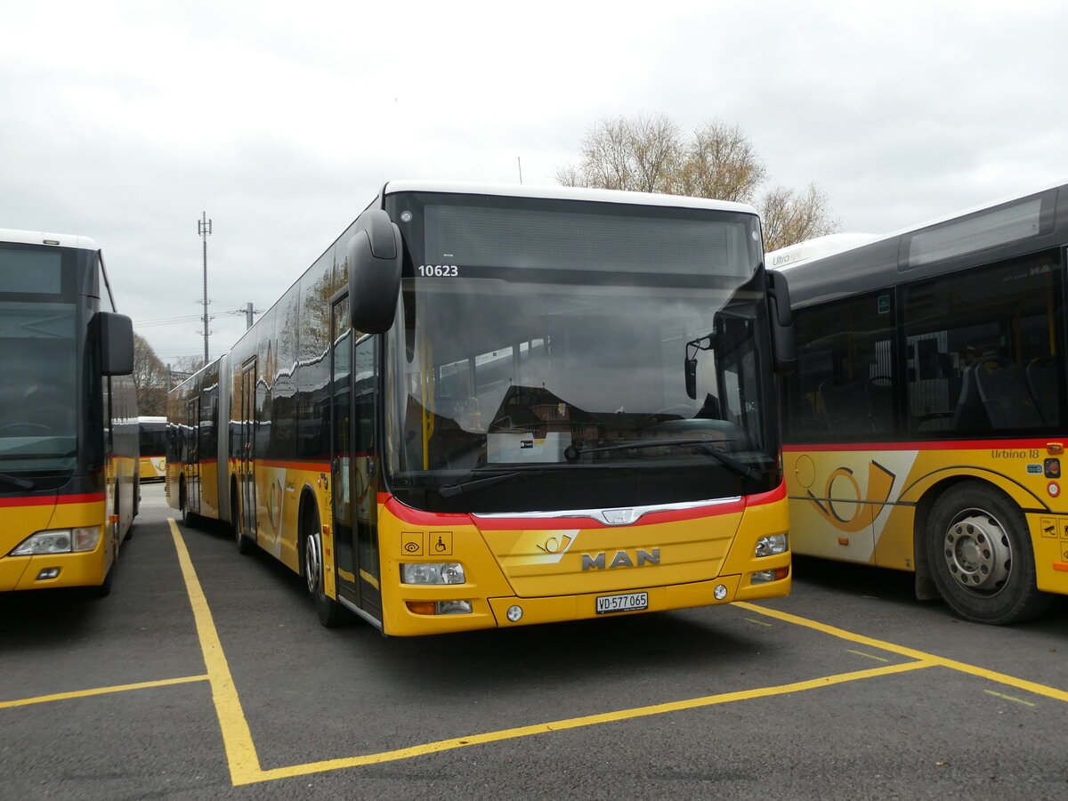 (230'667) - CarPostal Ouest - VD 577'065 - MAN am 13. November 2021 in Yverdon, Garage