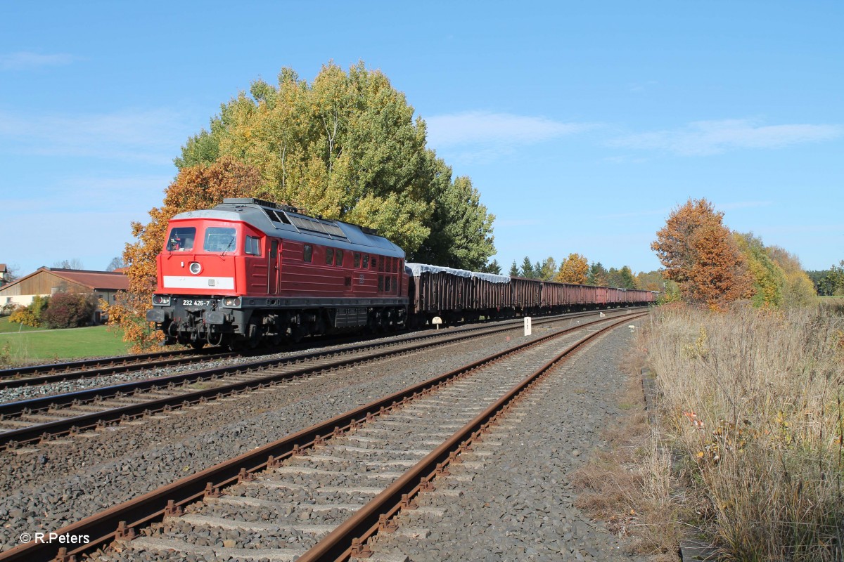 232 426-7 mit dem 49350 Schrottzug Cheb - N�rnberg kurz vor der Einfahrt in Wiesau. 22.10.13