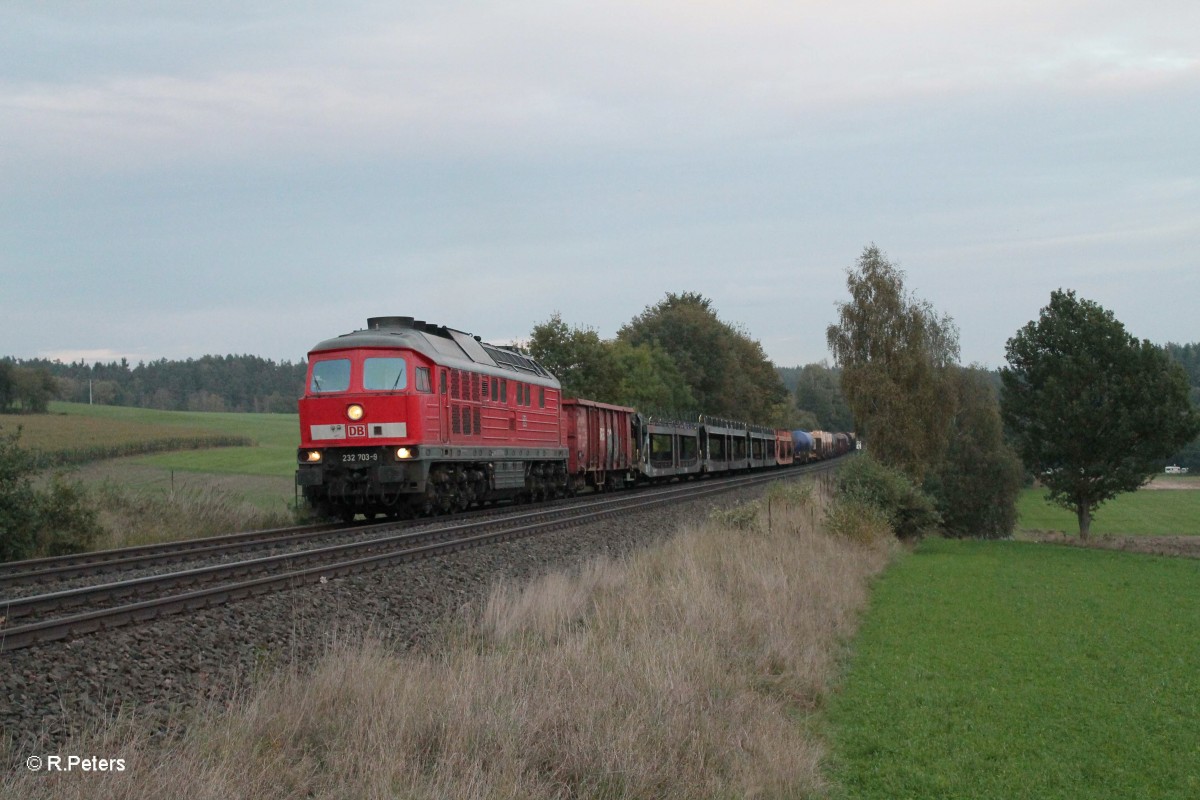 232 703-9 mit einer ihrer letzten Aufgaben vor der HU in Cottbus, hier mit dem 51750 N�rnberg - Leipzig Engelsdorf bei Naabdemenreuth. 08.10.14