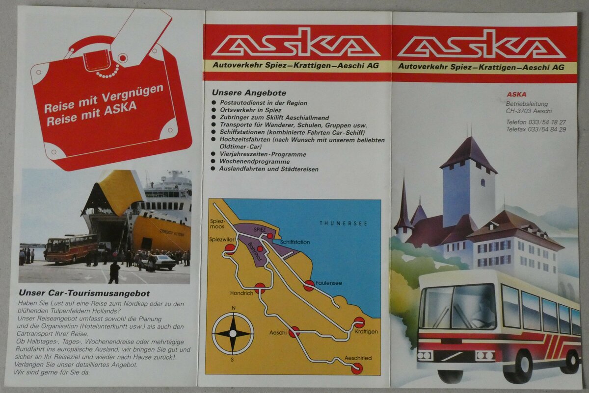 (232'411) - ASKA-Reiseprospekt um 1992 am 24. Januar 2022 in Thun (Vorderseite)