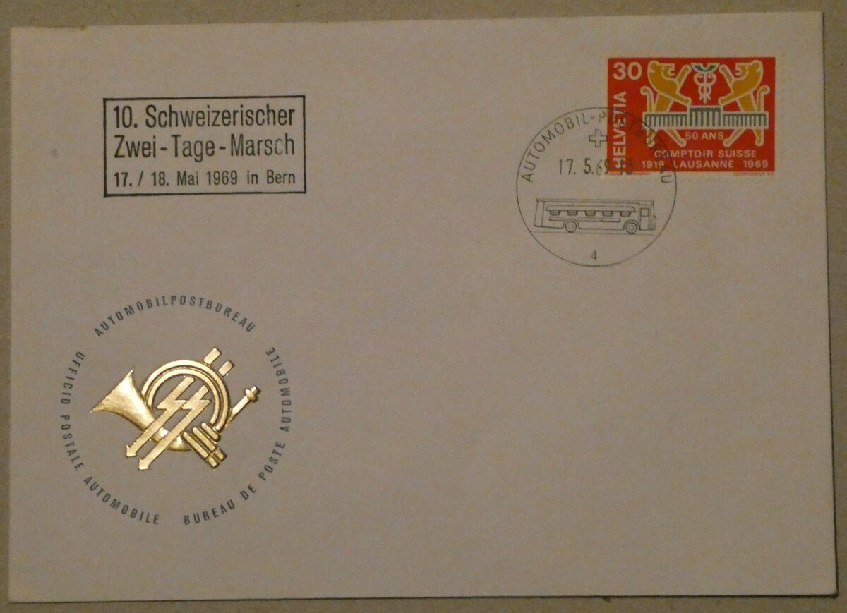 (232'617) - PTT-Briefumschlag vom 17. Mai 1969 am 2. Februar 2022 in Thun