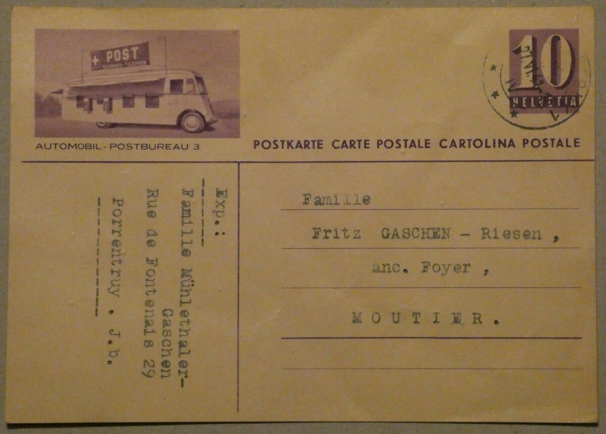 (232'990) - PTT-Postkarte  10 Rappen - Automobil-Postbureau 3 - am 19. Februar 2022 in Thun