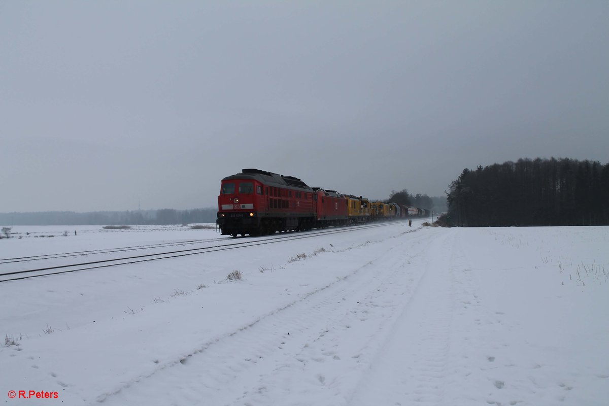 233 525-5 + 185 150 + 705 202 und 705 202 mit dem EZ 51724 NNR - LL bei Oberteich. 31.01.17