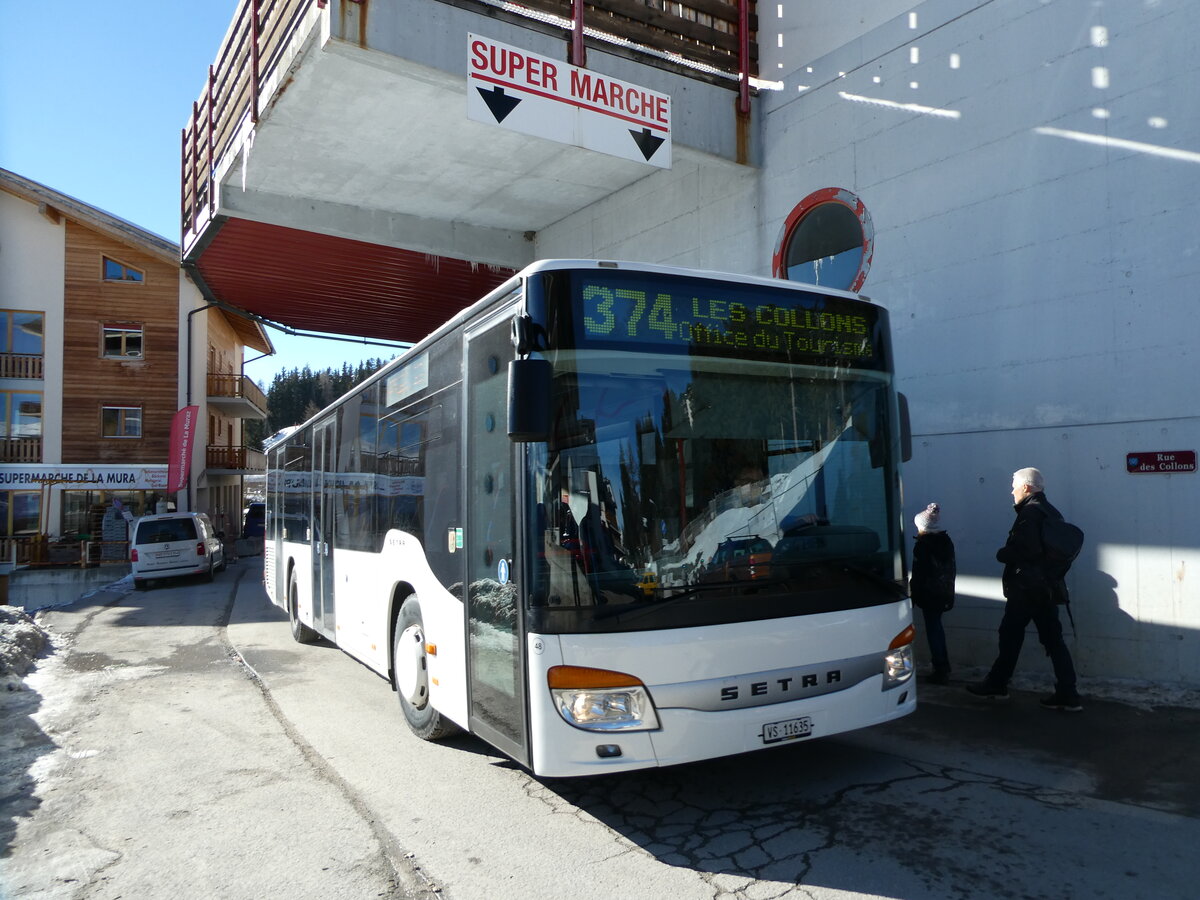 (233'007) - Interbus, Yverdon - Nr. 48/VS 11'635 - Setra (ex SBC Chur Nr. 103; ex SBC Chur Nr. 13) am 20. Februar 2022 in Les Collons, Trabanta (Einsatz Theytaz)