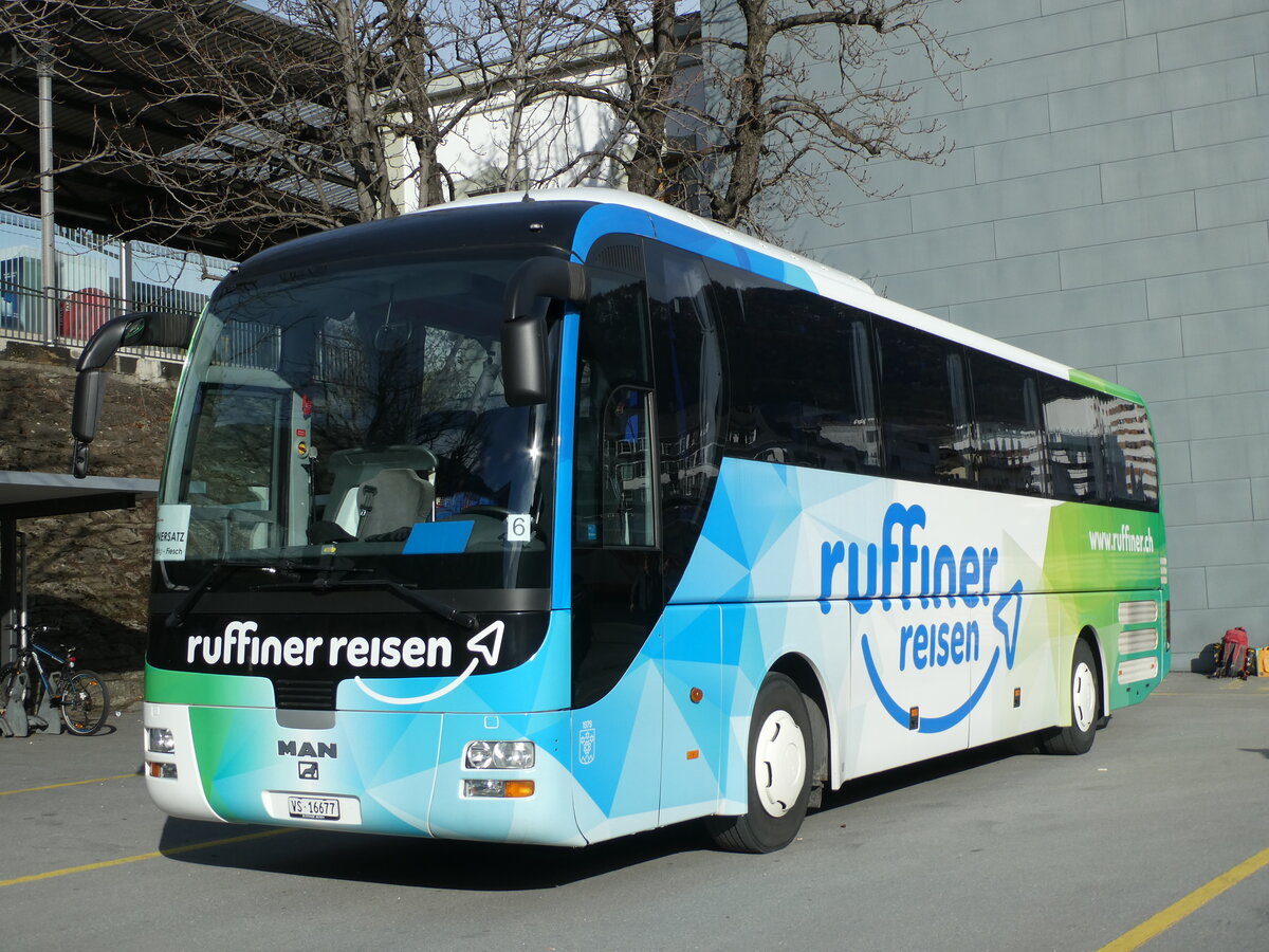 (233'042) - Ruffiner, Turtmann - VS 16'677 - MAN (ex Nr. 12) am 20. Februar 2022 beim Bahnhof Brig