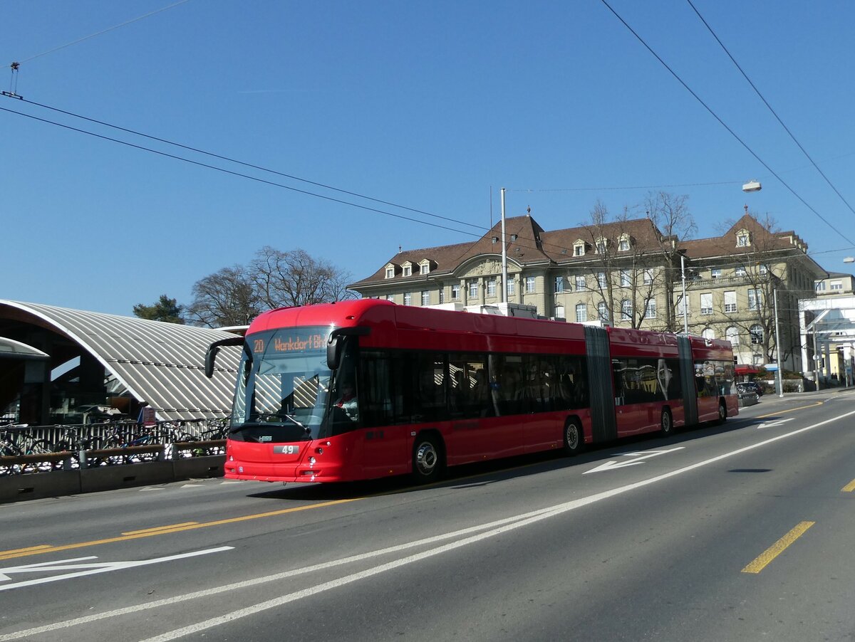 (233'597) - Bernmobil, Bern - Nr. 49 - Hess/Hess Doppelgelenktrolleybus am 9. Mrz 2022 in Bern, Schanzenstrasse