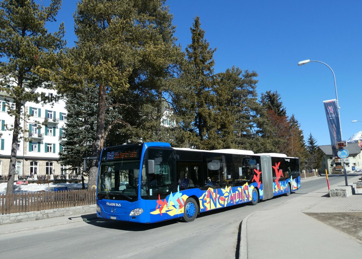 (233'654) - Engadin Bus, St. Moritz - Nr. 92/GR 156'992 - Mercedes (ex VZO Grningen Nr. 151; ex Vorfhrfahrzeug) am 10. Mrz 2022 in Celerina, Cresta Palace