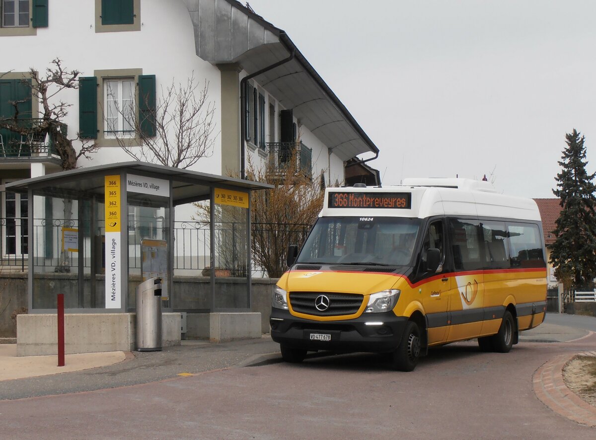 (233'927) - CarPostal Ouest - VD 477'678 - Mercedes (ex Faucherre, Moudon) am 13. Mrz 2022 in Mzires, Village